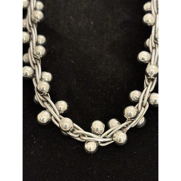 Taxco Mexico Sterling DNA Link Peppercorn Cha Cha Necklace Spratling Style 82g - Picture 5 of 7